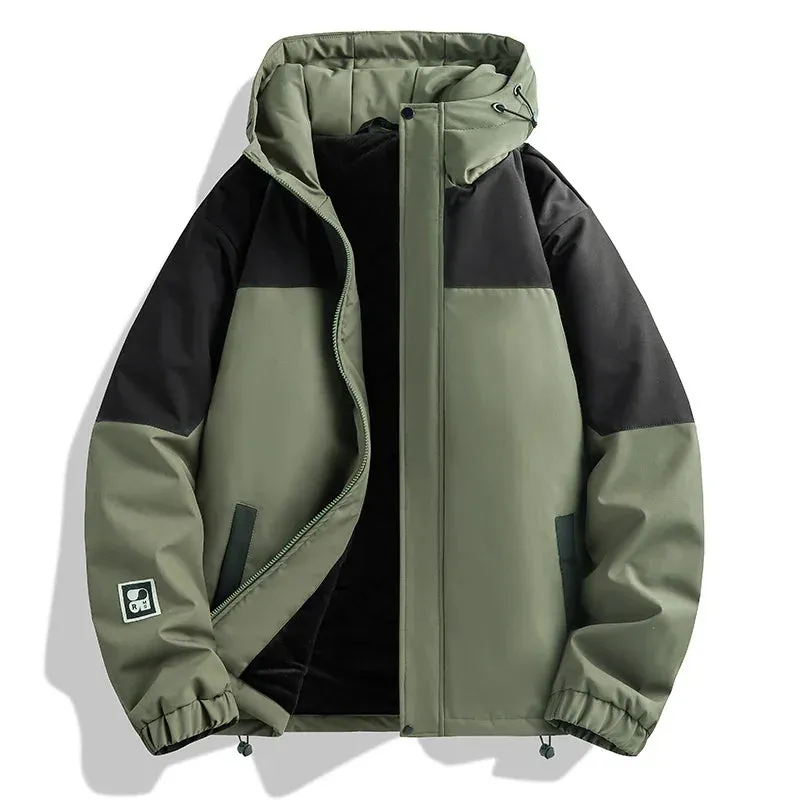 Autumn and Winter Lovers Bread Jacket Cotton-padded Jacket Outdoor Waterproof Camping Men's Hooded Windbreaker Warm Down Jacket