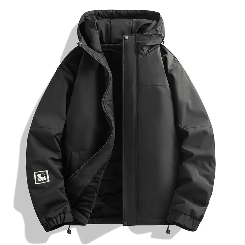 Autumn and Winter Lovers Bread Jacket Cotton-padded Jacket Outdoor Waterproof Camping Men's Hooded Windbreaker Warm Down Jacket
