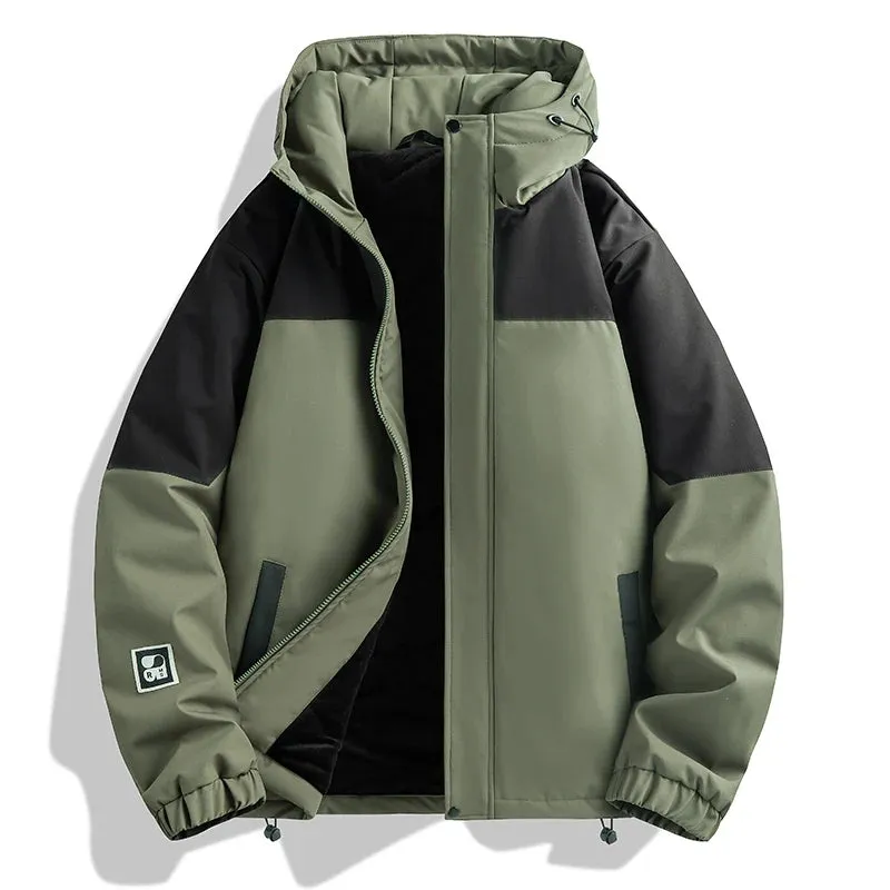 Autumn and Winter Lovers Bread Jacket Cotton-padded Jacket Outdoor Waterproof Camping Men's Hooded Windbreaker Warm Down Jacket