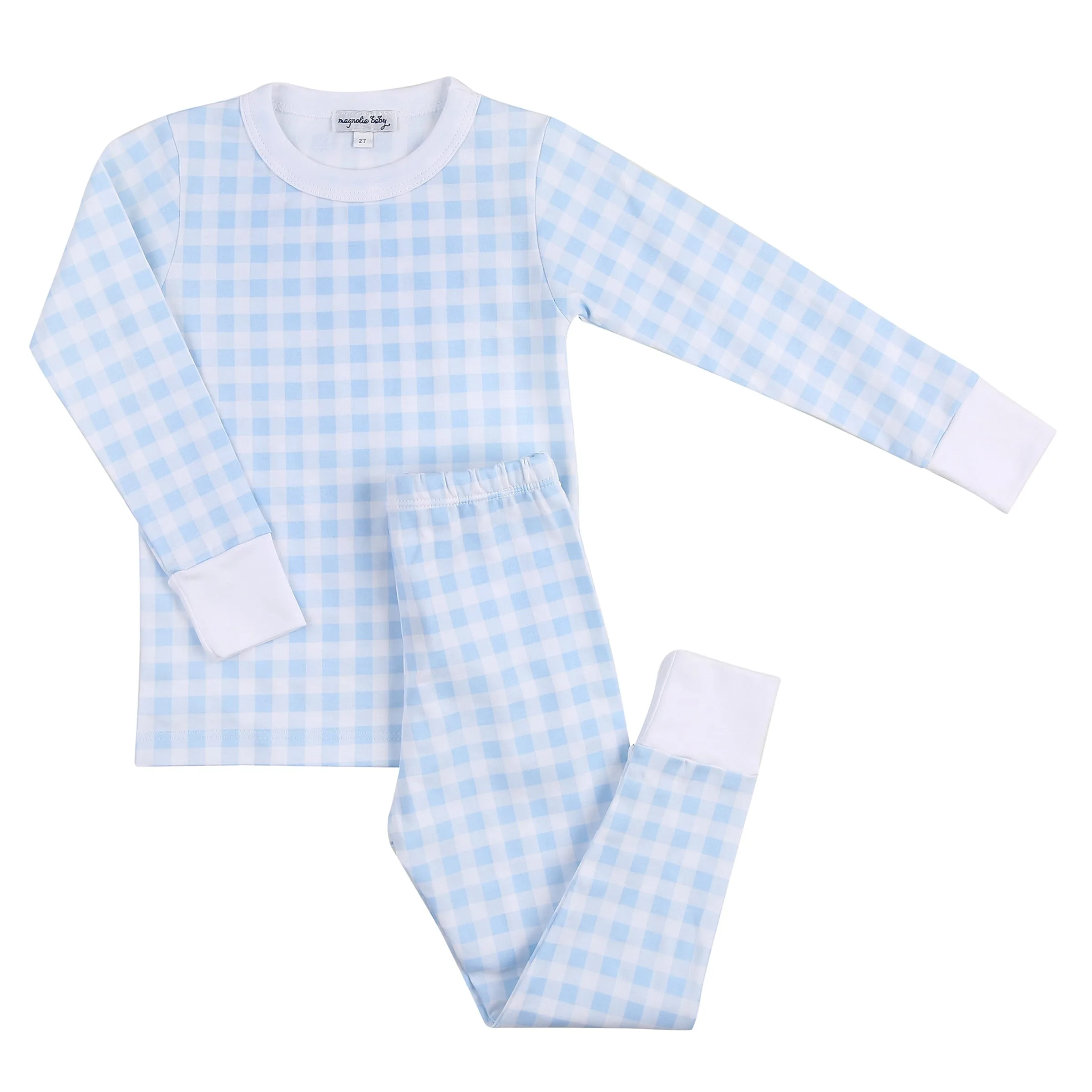 Baby Checks Long Pajama - Pink or Blue