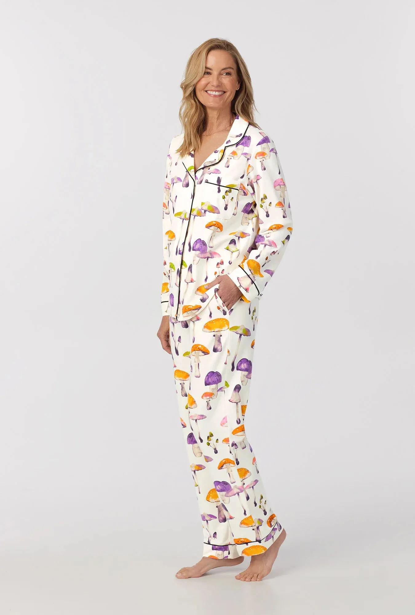 Bedhead Long Sleeve Stretch Jersey PJ Set - Dazzling Mushrooms