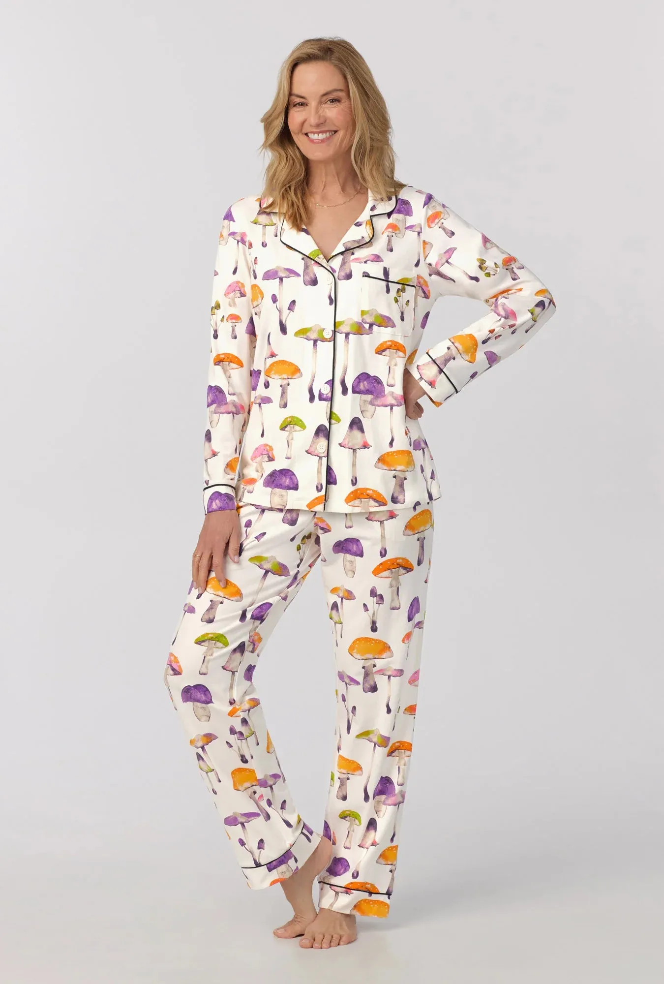 Bedhead Long Sleeve Stretch Jersey PJ Set - Dazzling Mushrooms