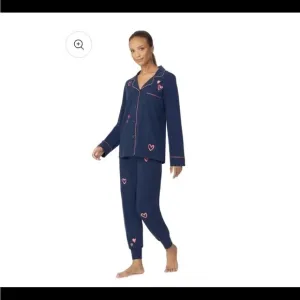 Bedhead Mon Amour Navy Jersey Pajamas Small - Valentines Hearts