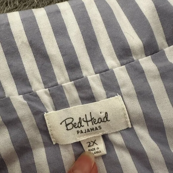 BedHead Pajamas Set Women's 2X Shorts Short Sleeve Shirt Purple Stripe Summer