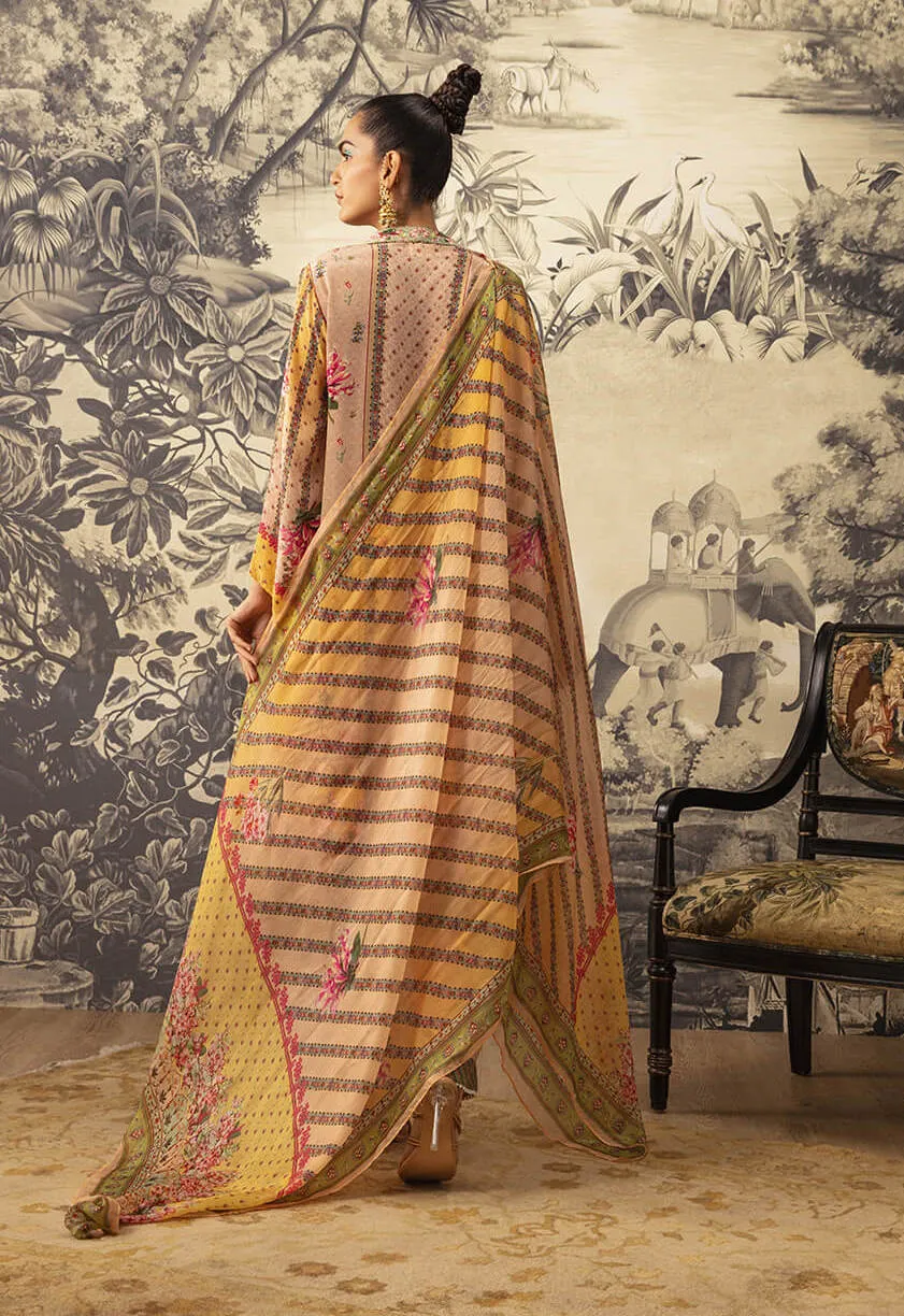 Beige A-line Printed Kurta Set