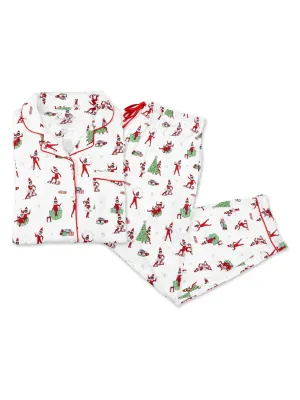 Bellabu Bear x Elf on the Shelf Christmas Holiday Women's Bamboo Pants Set Pajamas