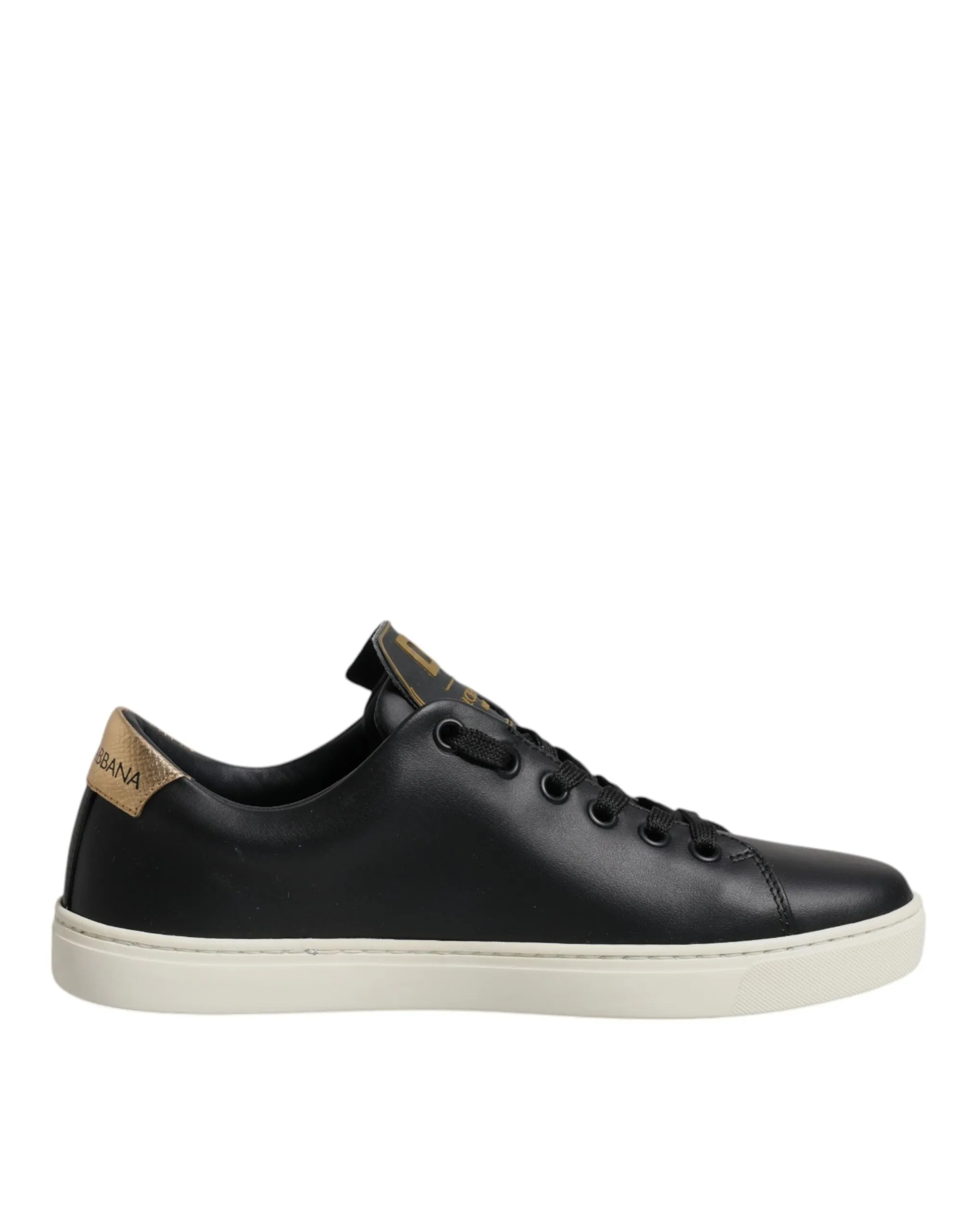 Black Leather Gold Red Heart Sneakers Shoes