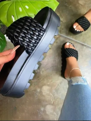Black platform sandals
