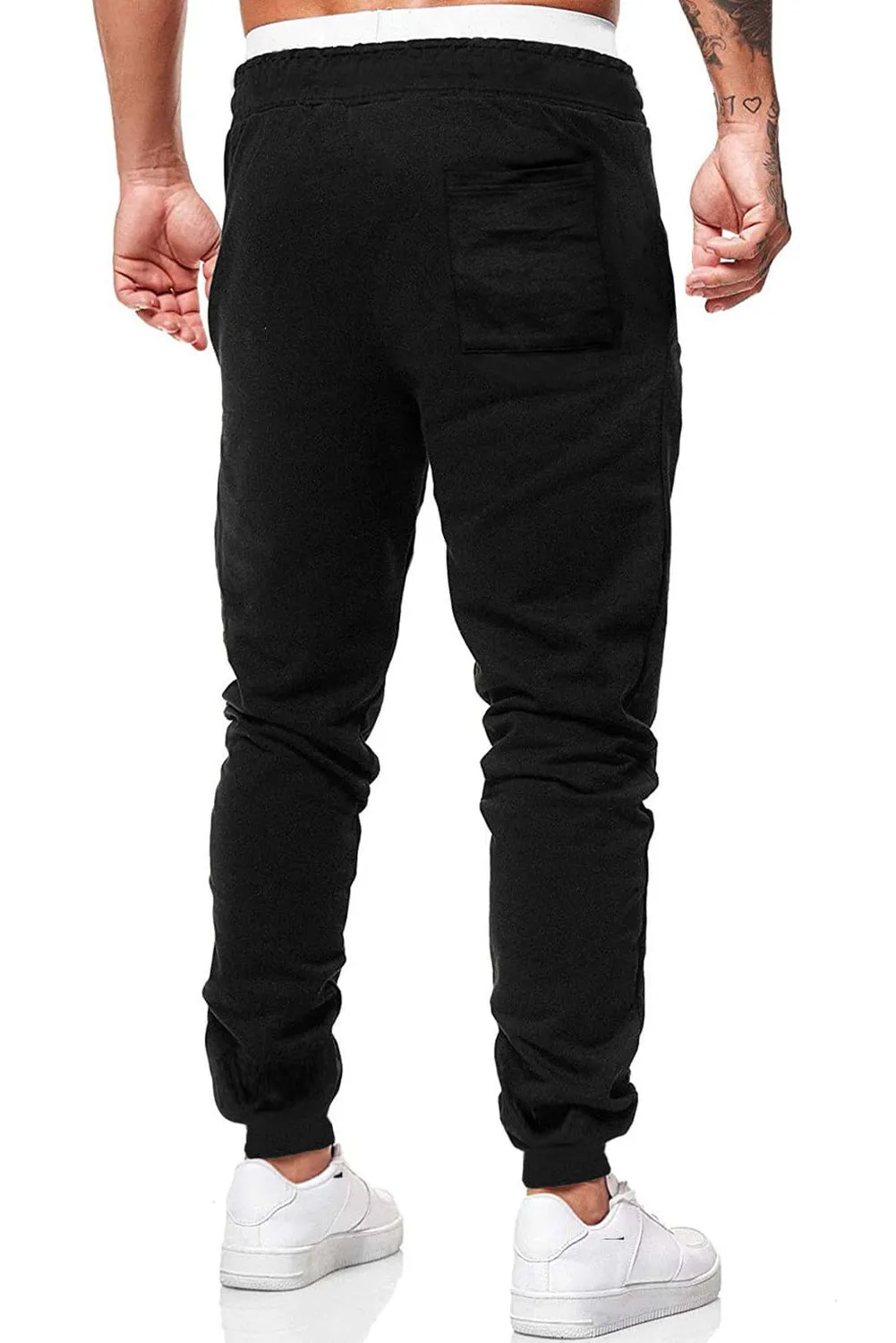 Black ROUTE 66 Graphic Print Drawstring Men's Pants