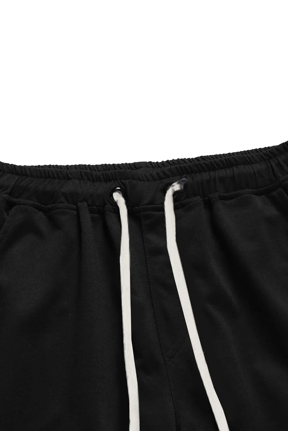 Black Western Pattern Cross Print Drawstring Men's Pants