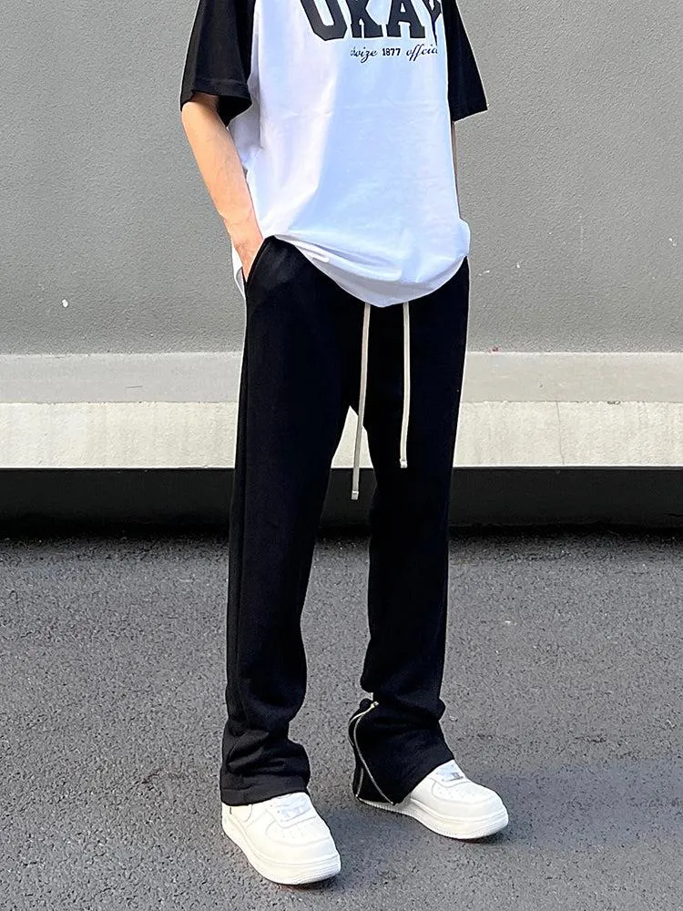 Black Zip Slim Drawstring Pants