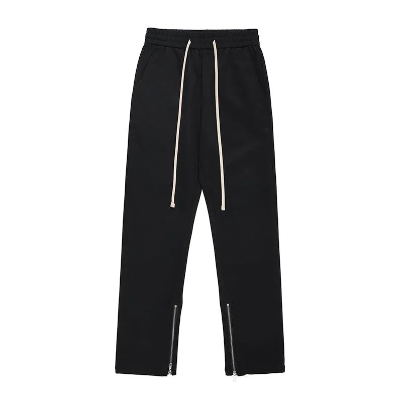 Black Zip Slim Drawstring Pants