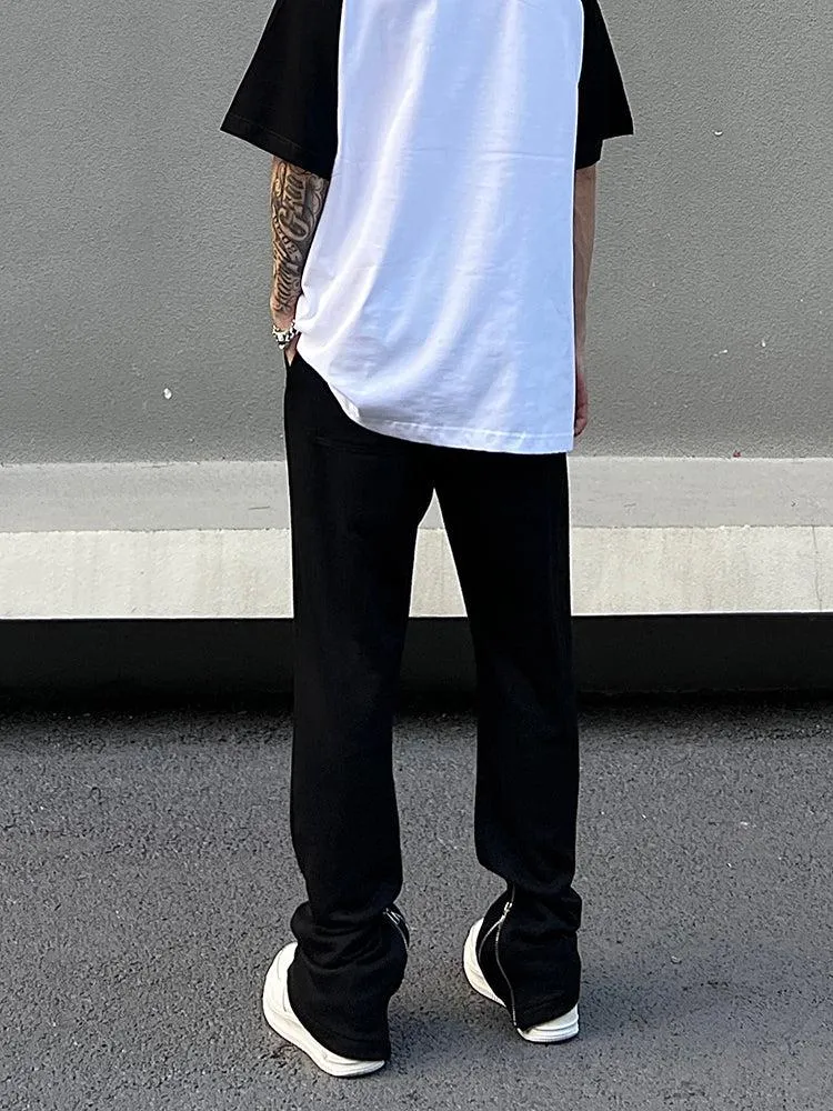 Black Zip Slim Drawstring Pants