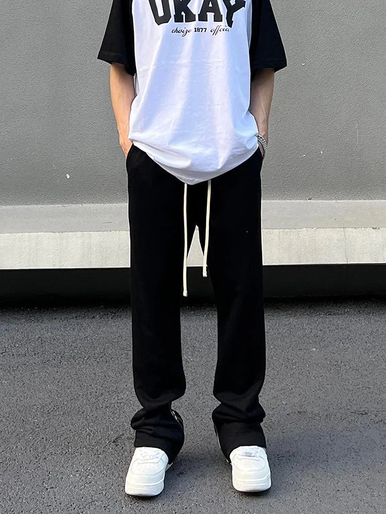 Black Zip Slim Drawstring Pants