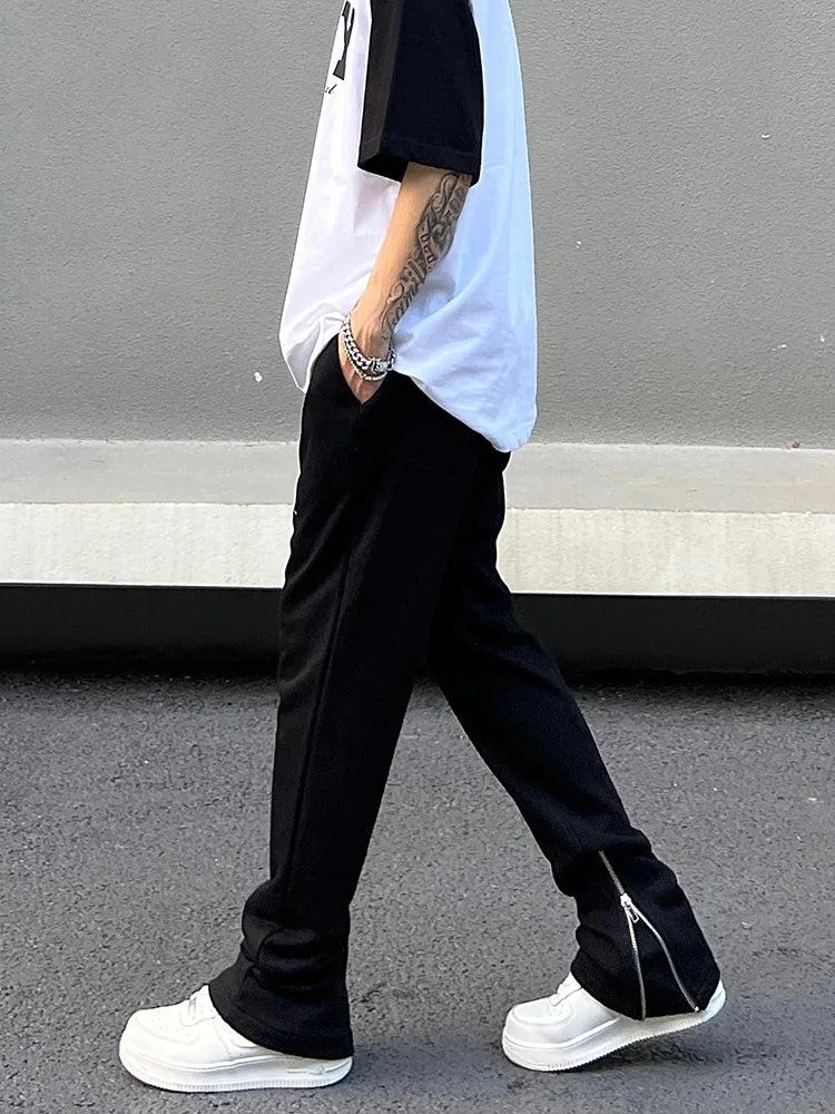 Black Zip Slim Drawstring Pants