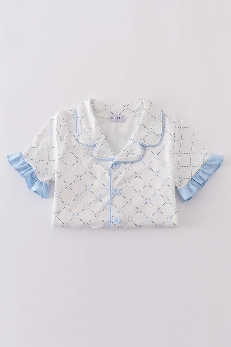 Blue classic lattice charm pajamas set