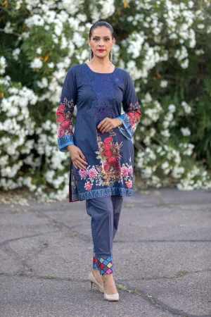 Blue Cotton Salwar Kameez Suit