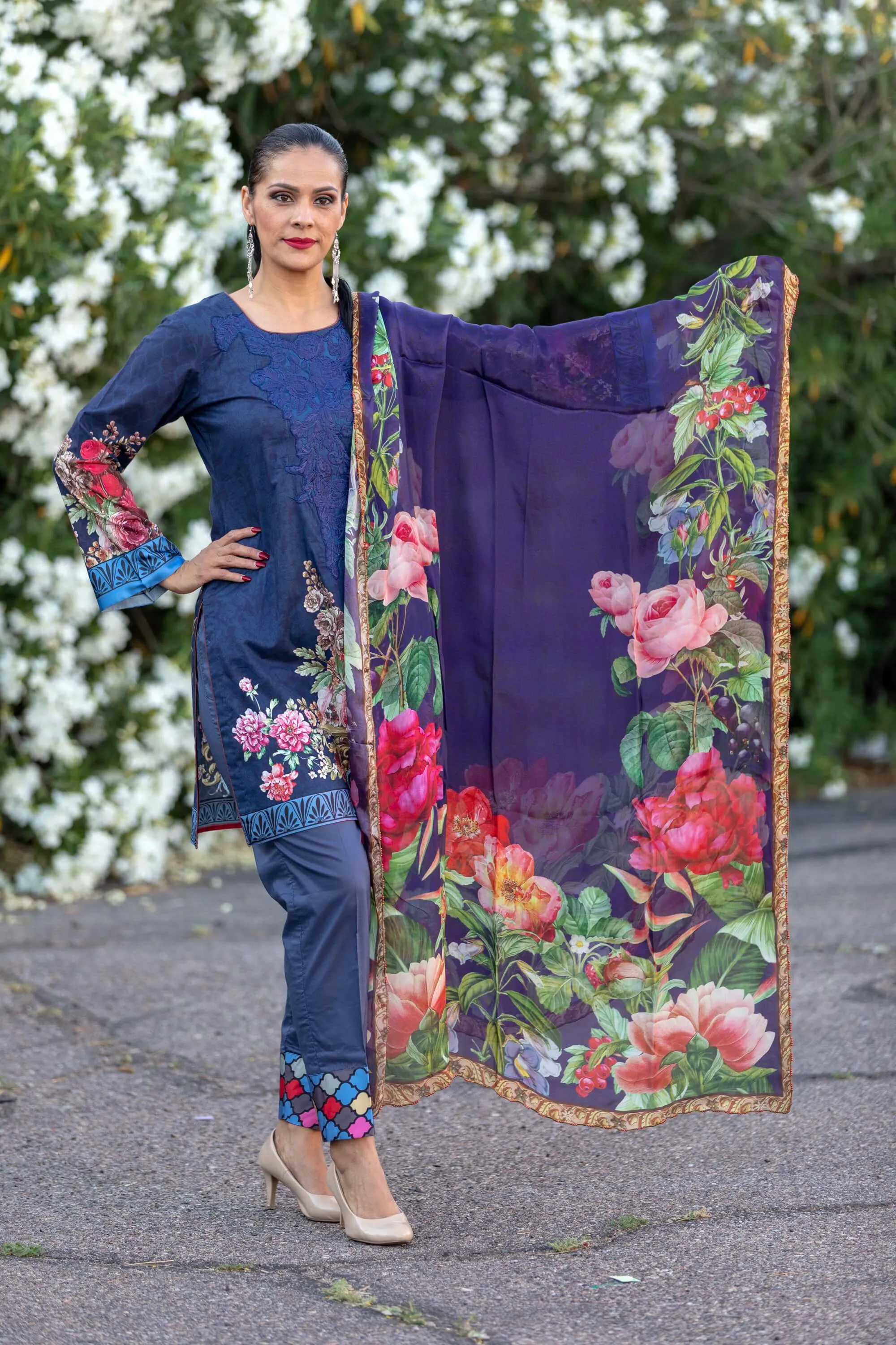 Blue Cotton Salwar Kameez Suit