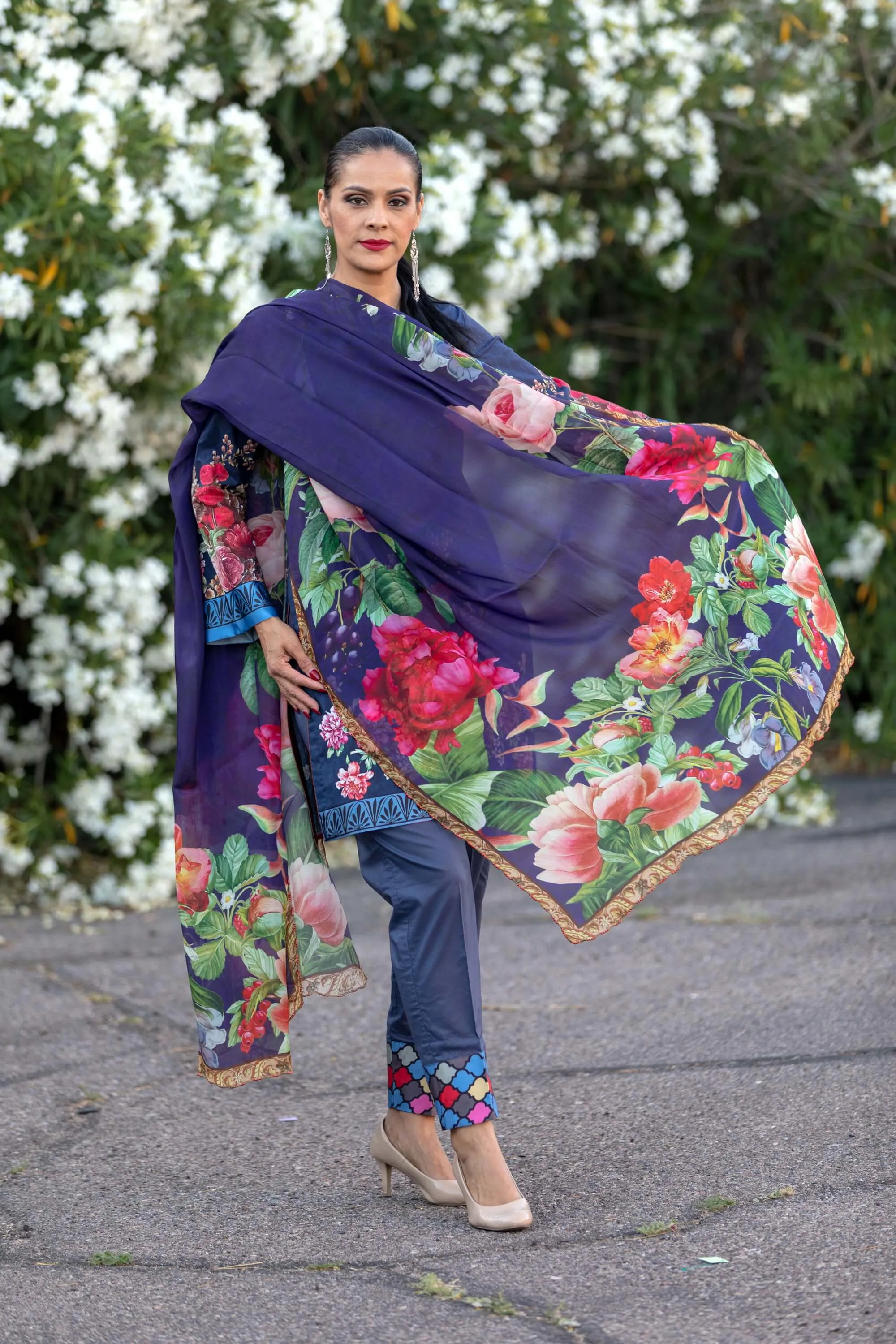 Blue Cotton Salwar Kameez Suit
