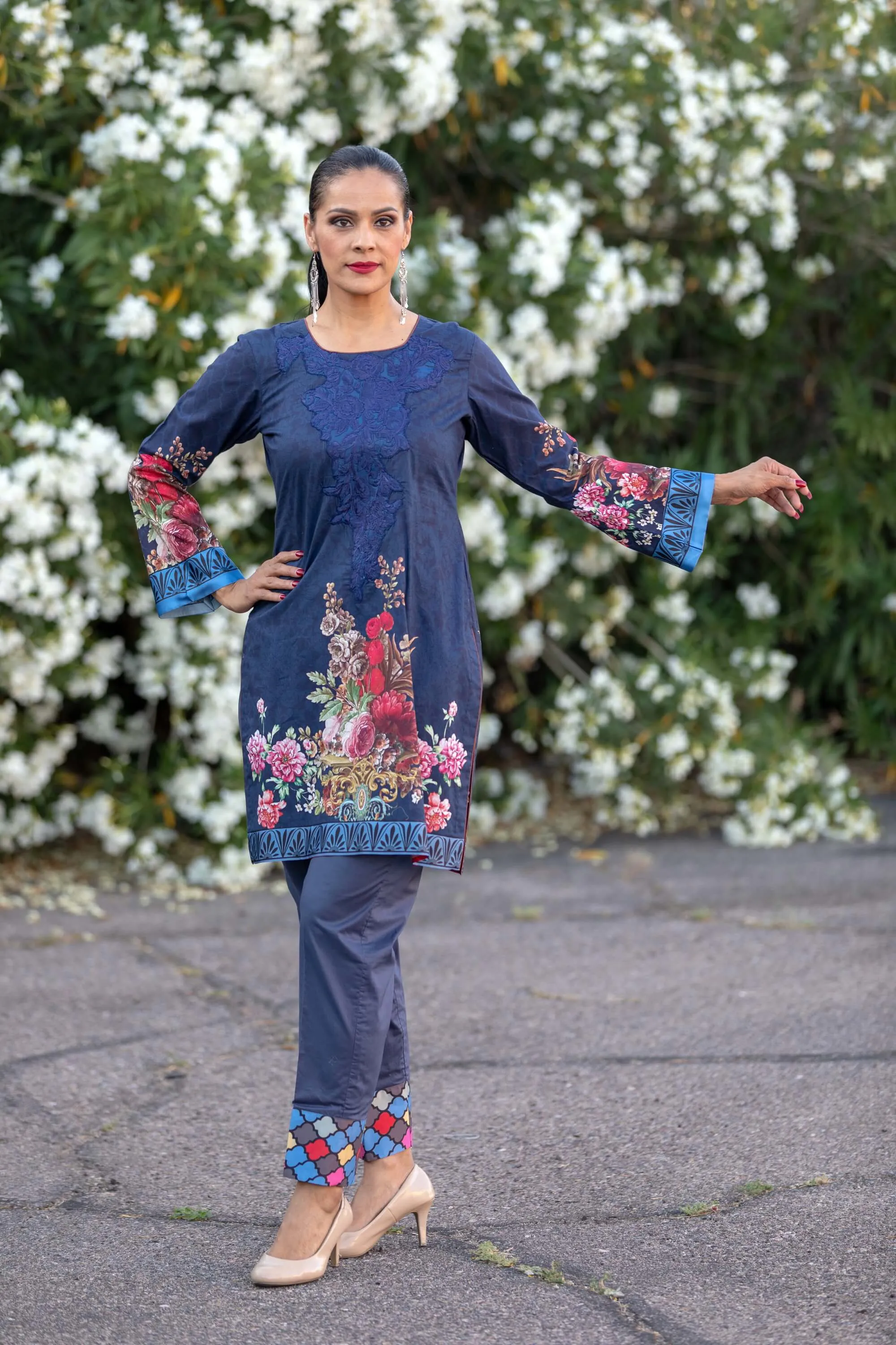 Blue Cotton Salwar Kameez Suit