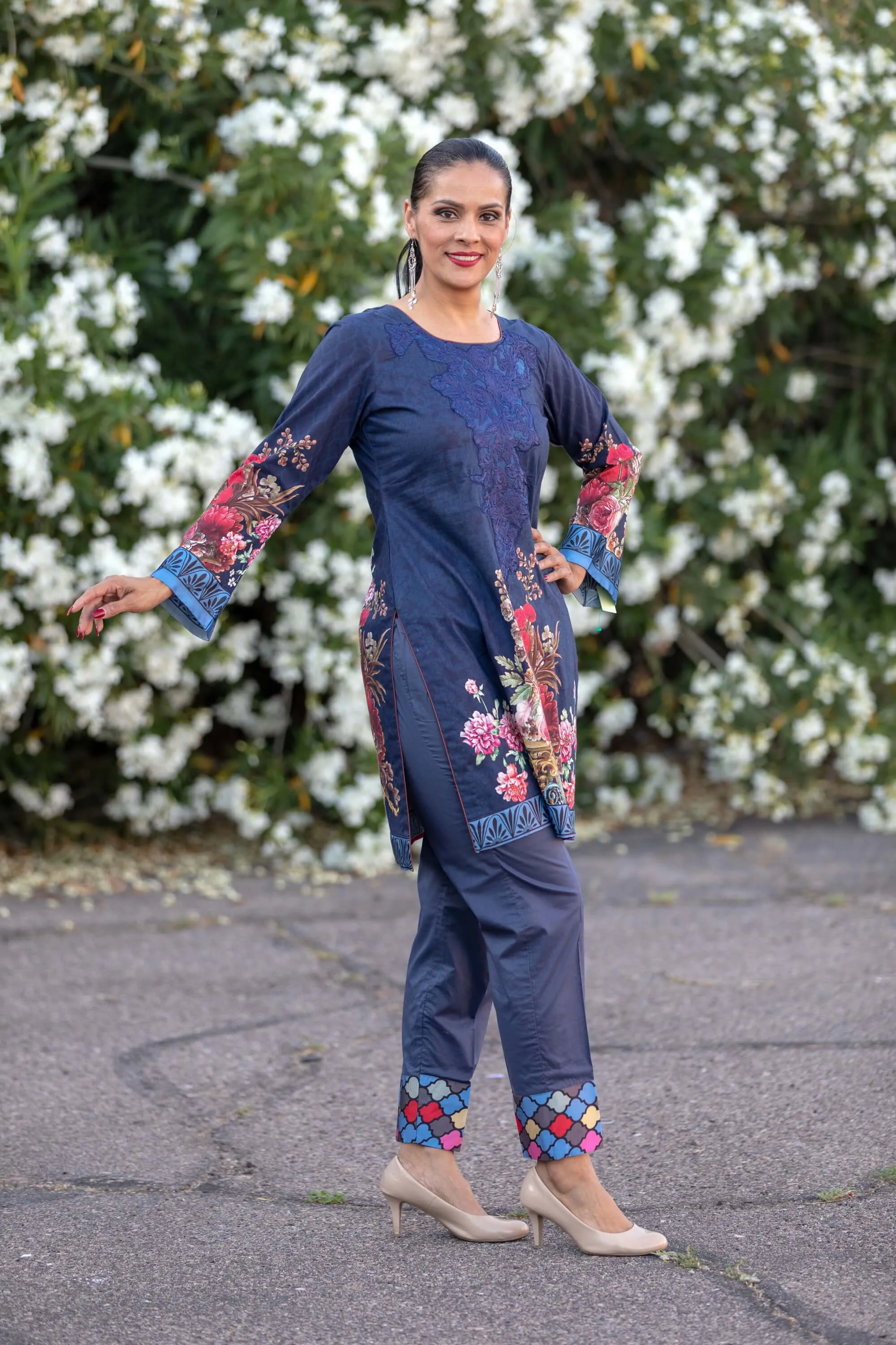 Blue Cotton Salwar Kameez Suit