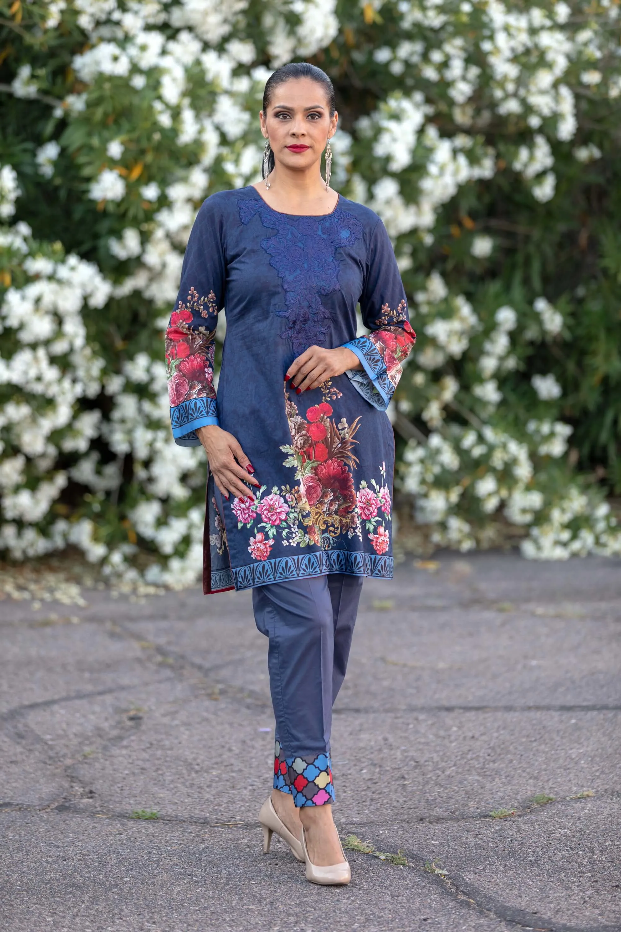 Blue Cotton Salwar Kameez Suit