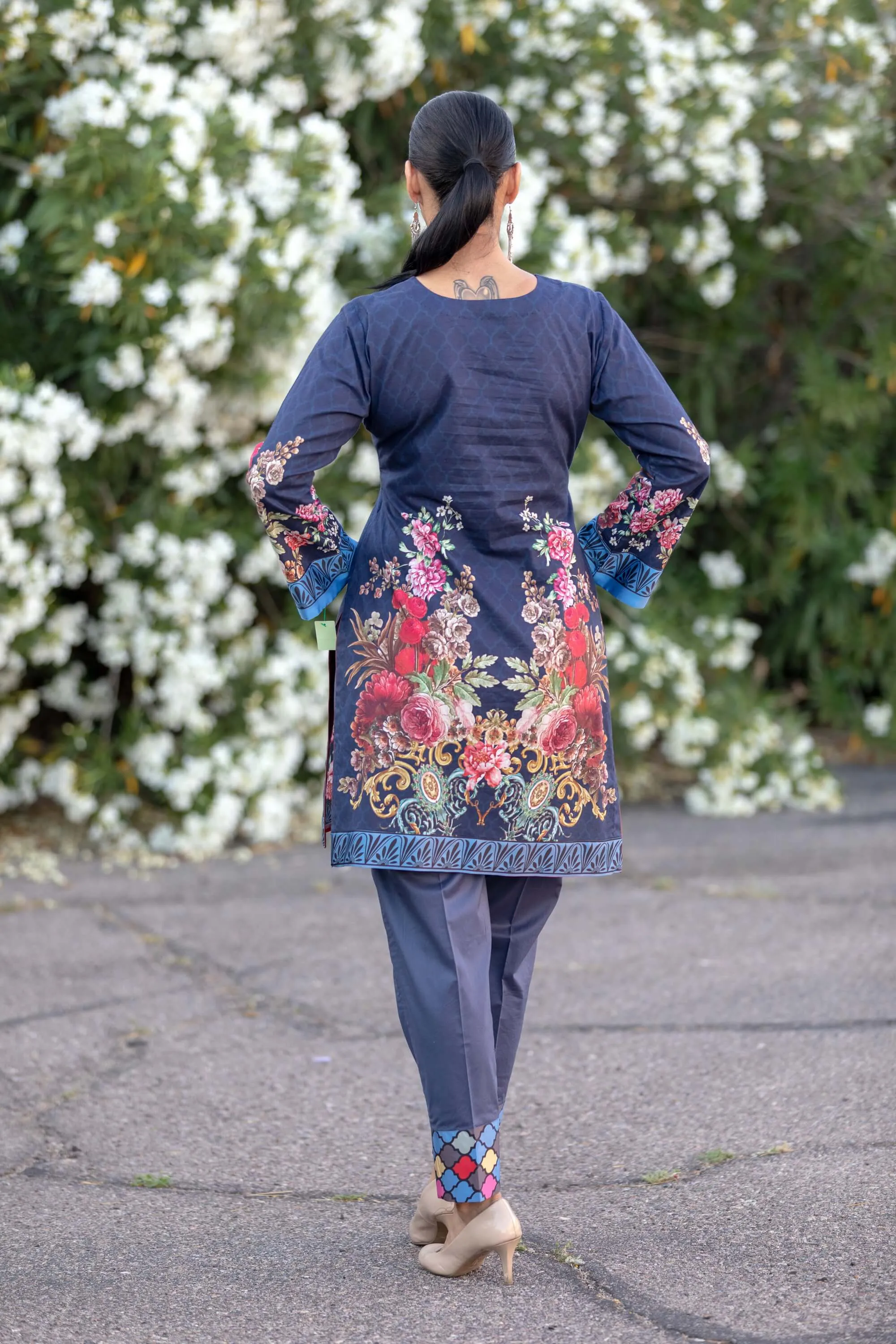 Blue Cotton Salwar Kameez Suit