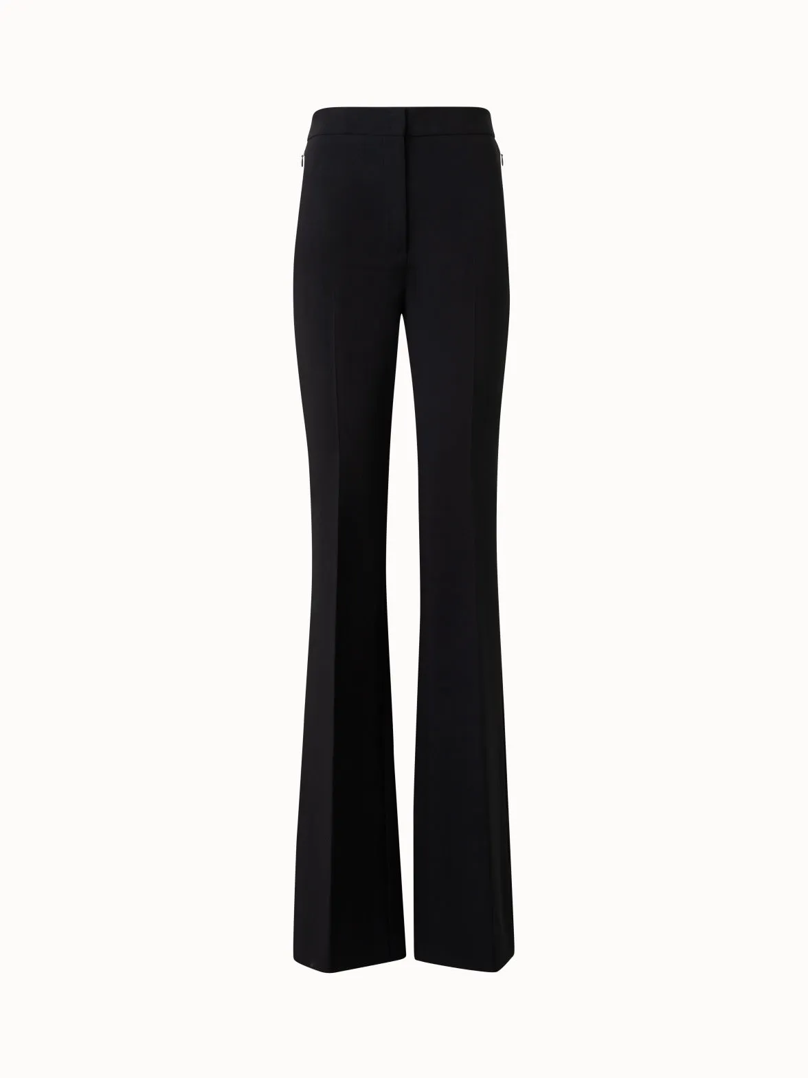Bootcut Wool Double-Face Pants with Satin Side Trim
