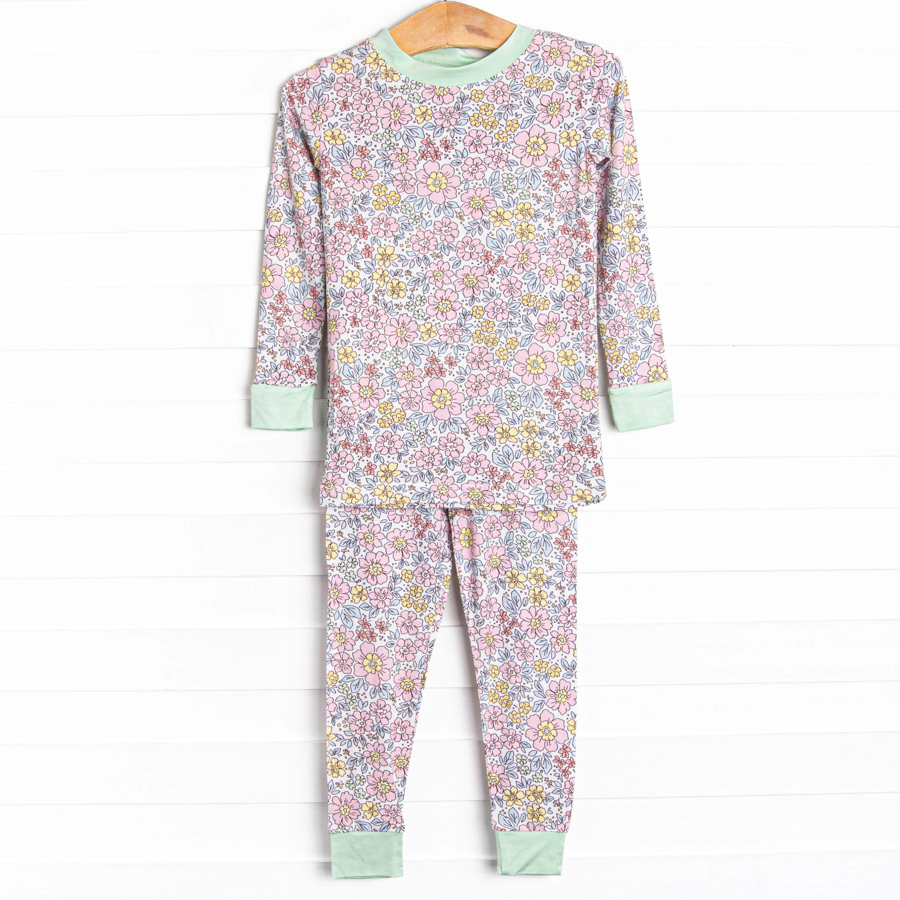 Botanical Garden Bamboo Pajama Set, Pink