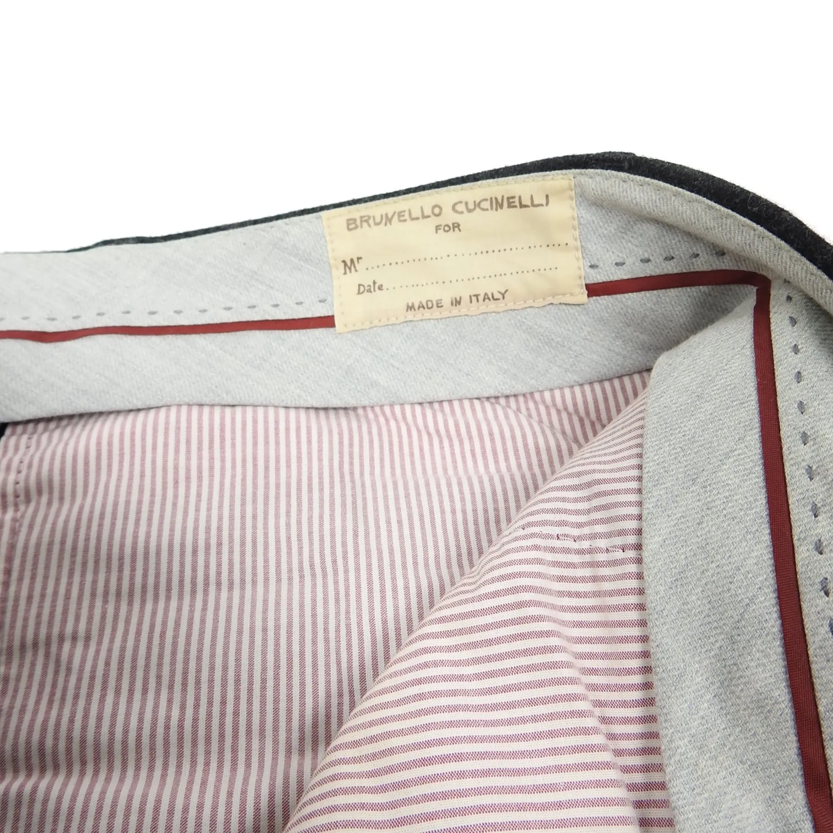 Brunello Cucinelli Striped Grey Wool Pants Size 52
