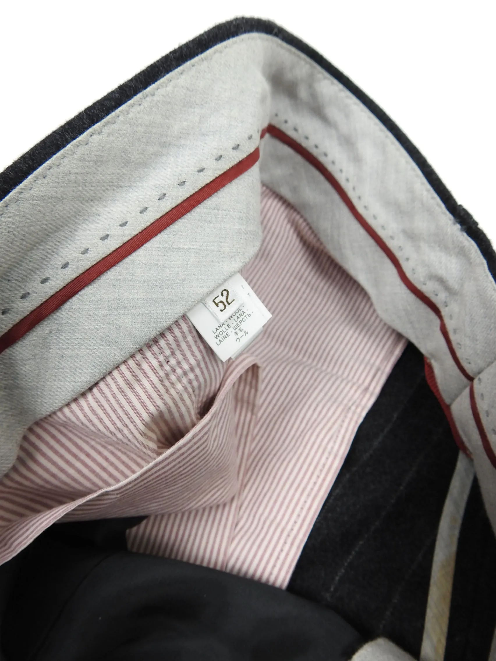 Brunello Cucinelli Striped Grey Wool Pants Size 52