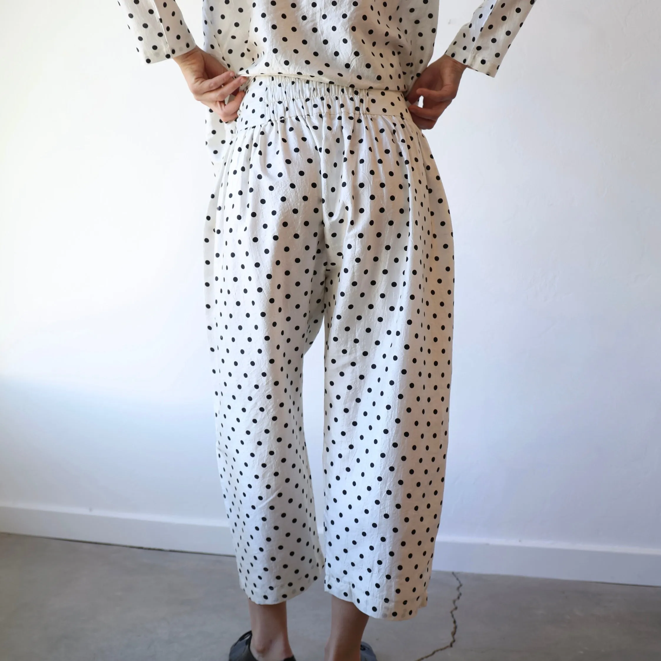 Bunon Silk Pants - Black/Cream Polkadot