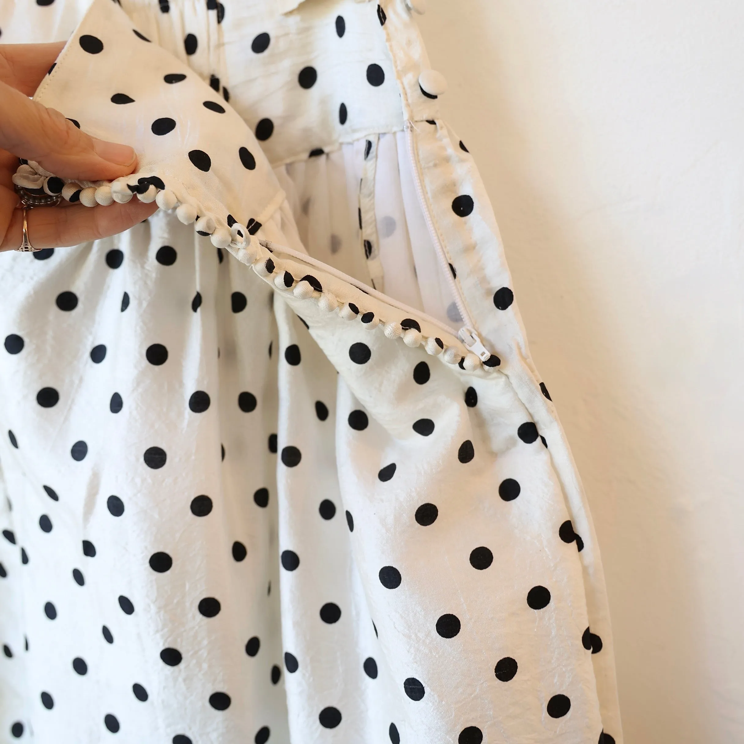Bunon Silk Pants - Black/Cream Polkadot