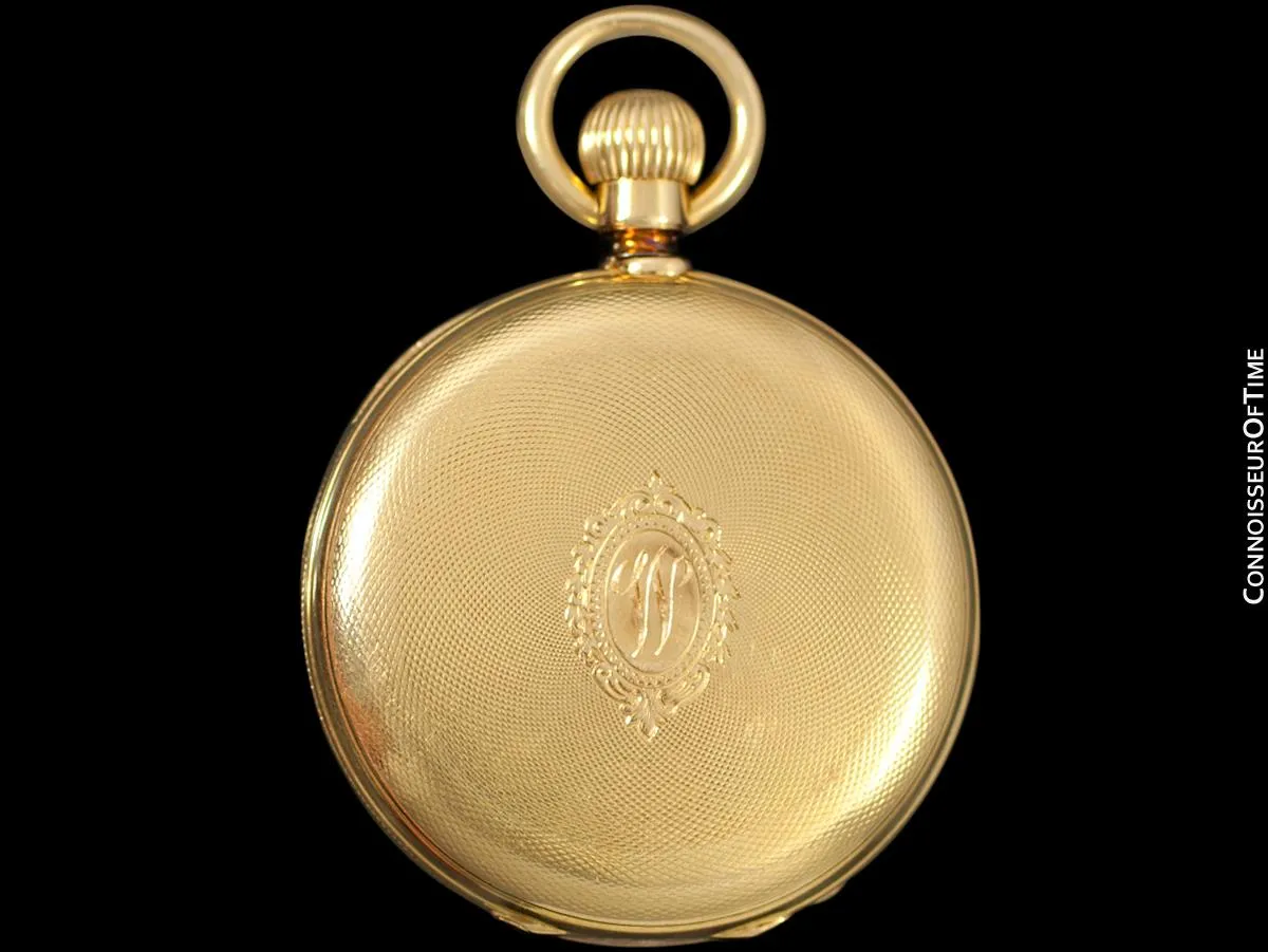 c. 1870 Patek Philippe Antique Mens Midsize 42.5mm Hunter Case Pocket Watch - 18K Gold