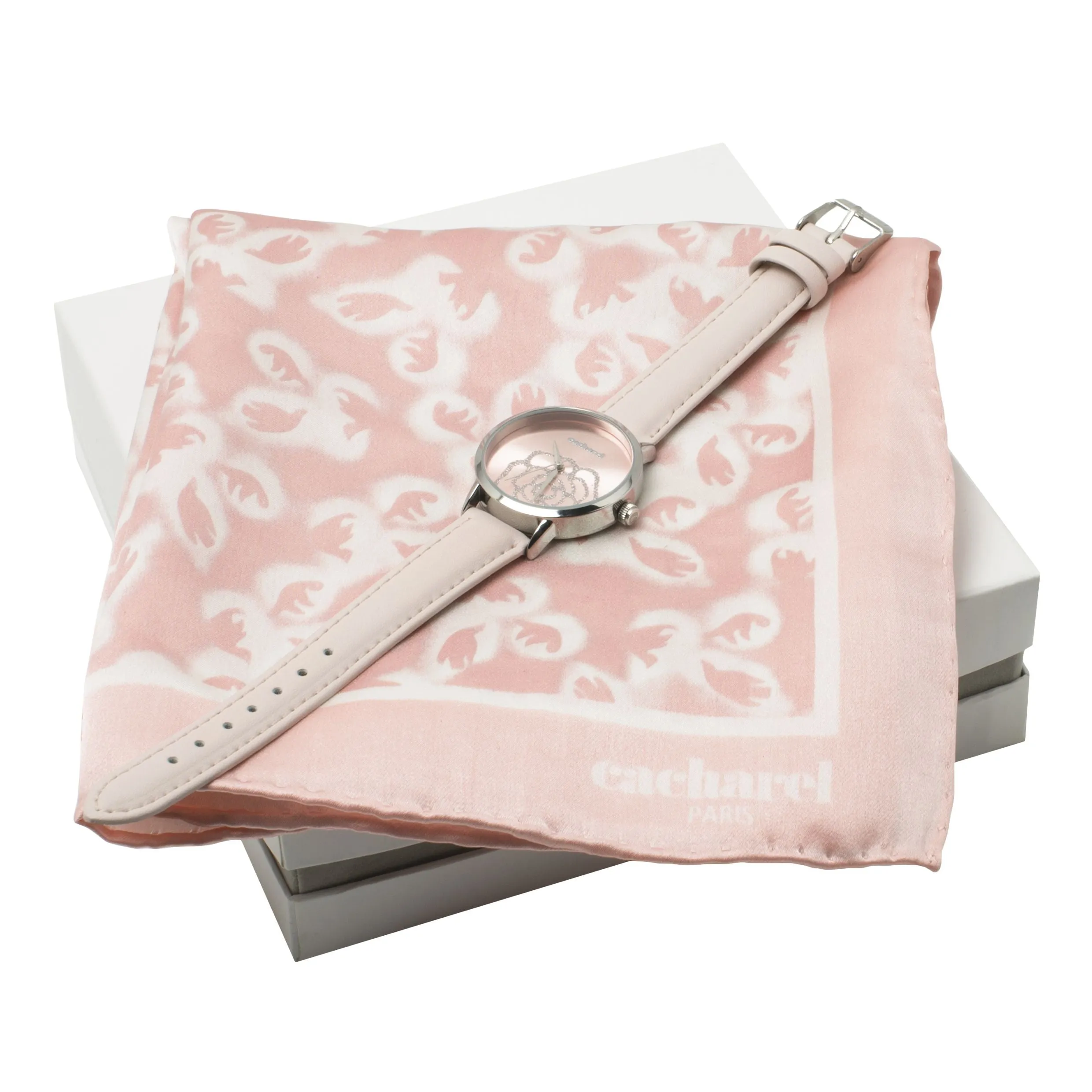 Cacharel CPMN736Q-Set Hirondelle Light Pink (watch & silk scarf)