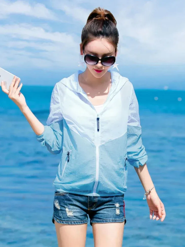 Camping Rain Jacket Women Waterproof Sun Protection Clothing Suncreen Clothes Quick Dry Windbreaker With Pocket Coat A227