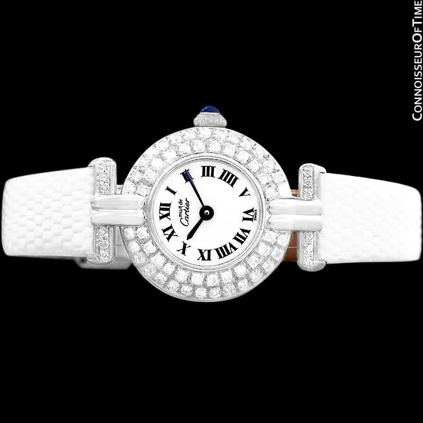 Cartier Colisee Ladies Vendome Vermeil Watch - 18K White Gold over Sterling Silver with Diamonds