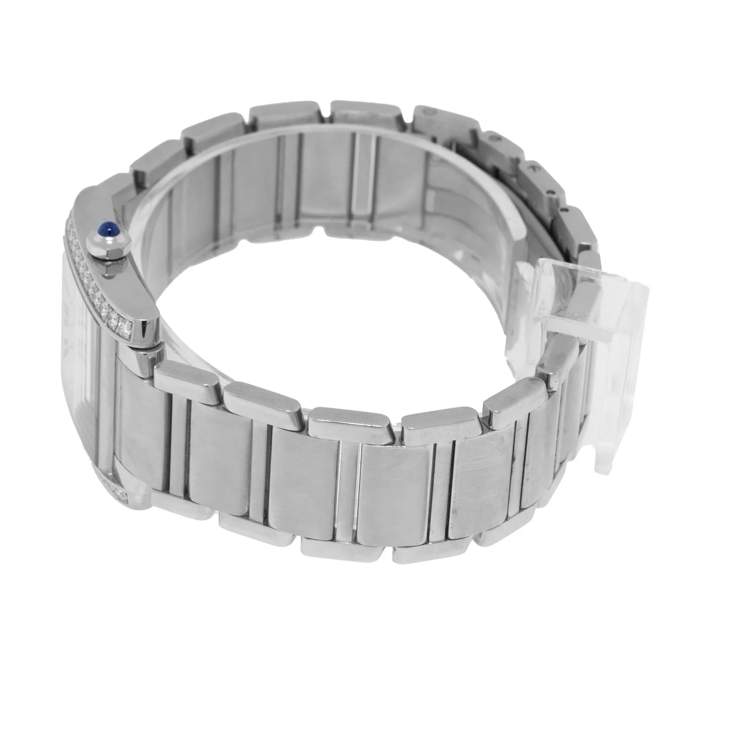 Cartier Tank Francaise 30mm x 25mm Stainless Steel Silver Roman Dial, Diamond Bezel W4TA0009