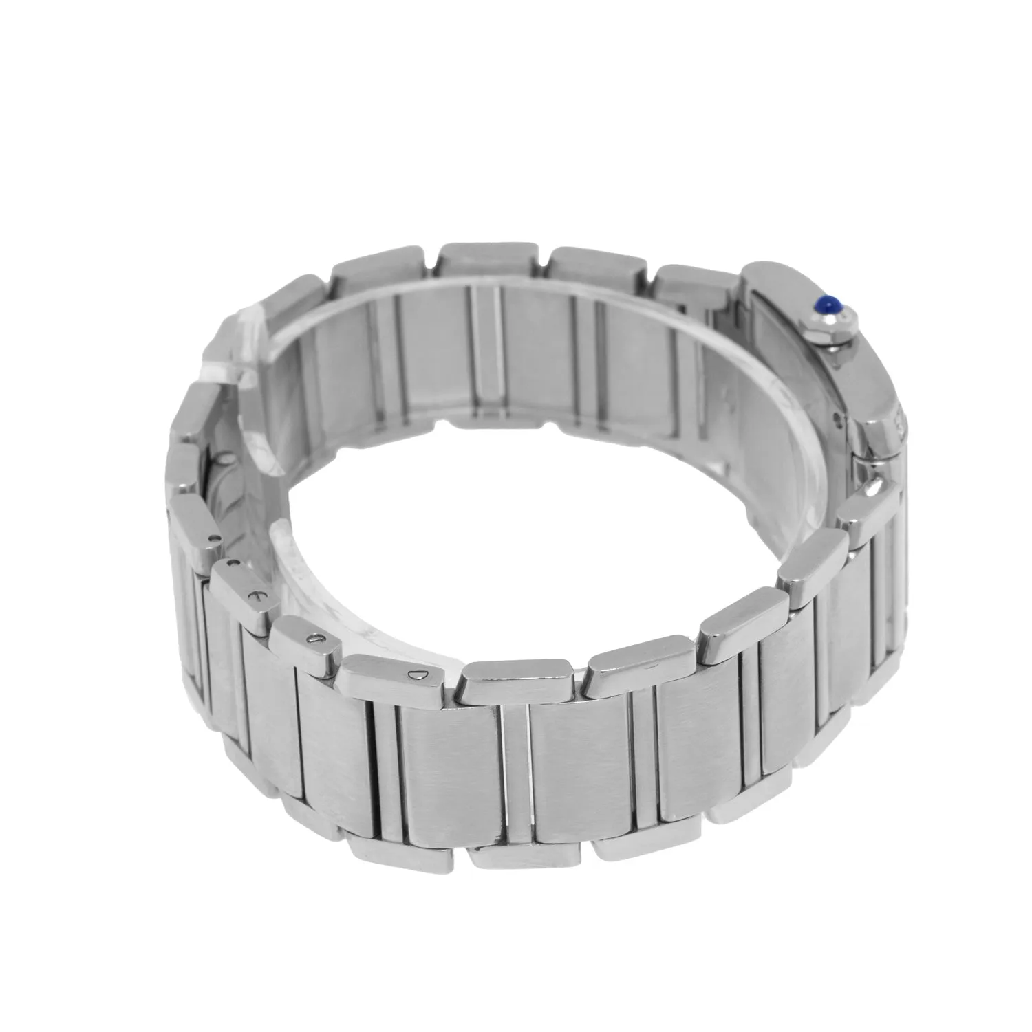Cartier Tank Francaise 30mm x 25mm Stainless Steel Silver Roman Dial, Diamond Bezel W4TA0009