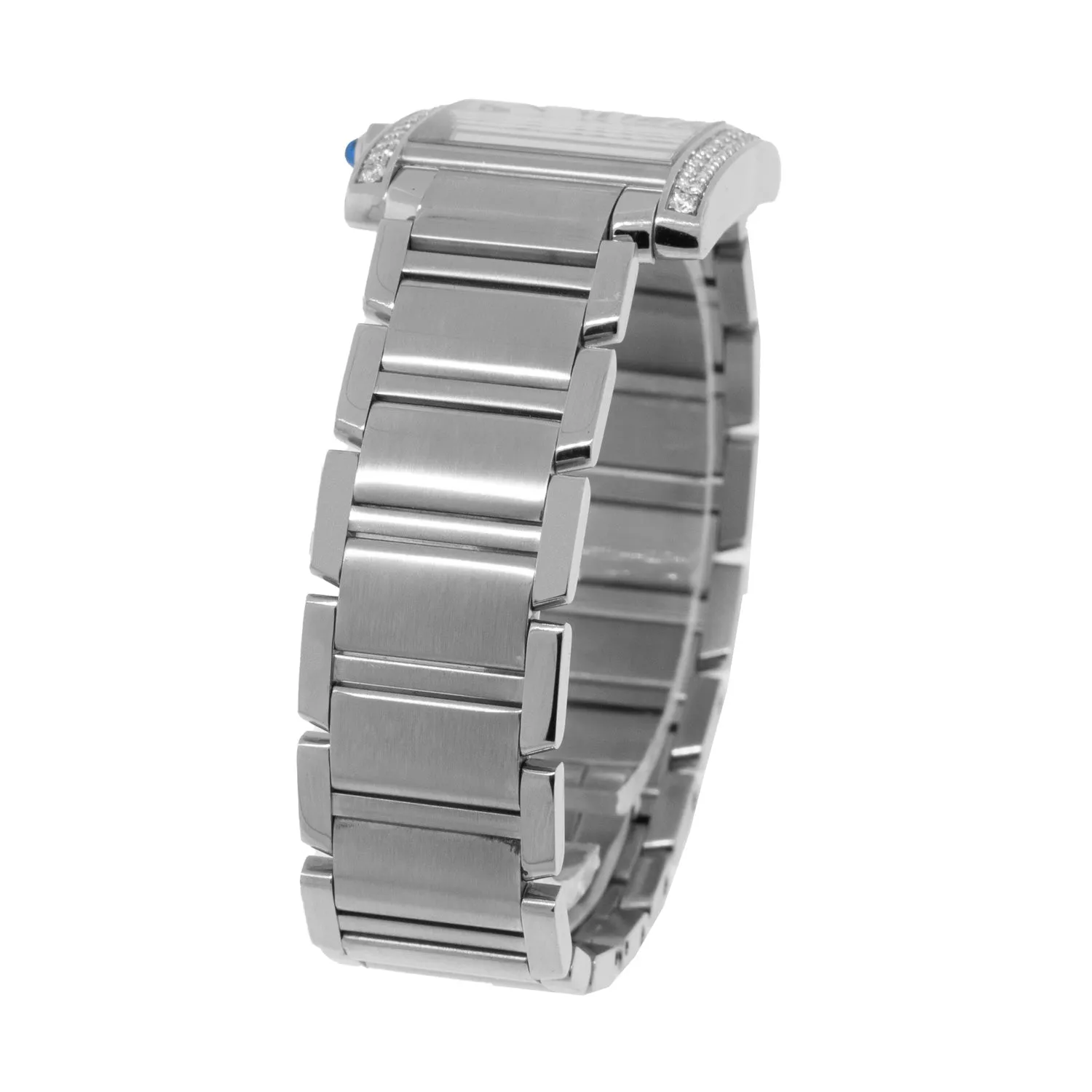 Cartier Tank Francaise 30mm x 25mm Stainless Steel Silver Roman Dial, Diamond Bezel W4TA0009