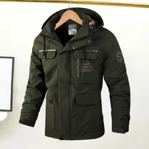 Casual Windbreaker Jacket Men's Waterproof Hooded Windbreaker Jacket with Multi Pockets Long Sleeve Outdoor Soft for Winter