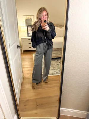 Charcoal Wide Leg Knit Pants