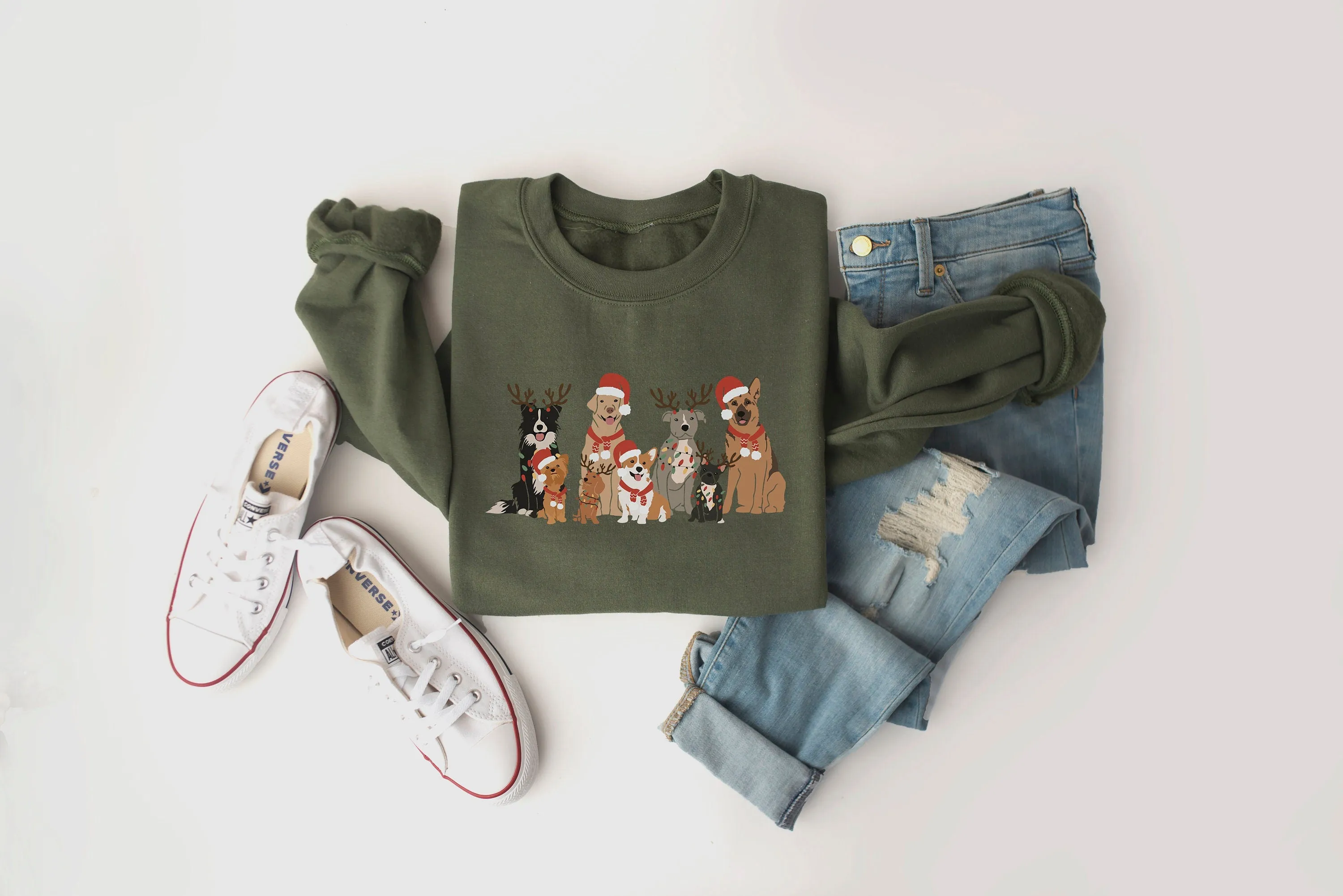 Christmas Dog Womens Sweatshirt