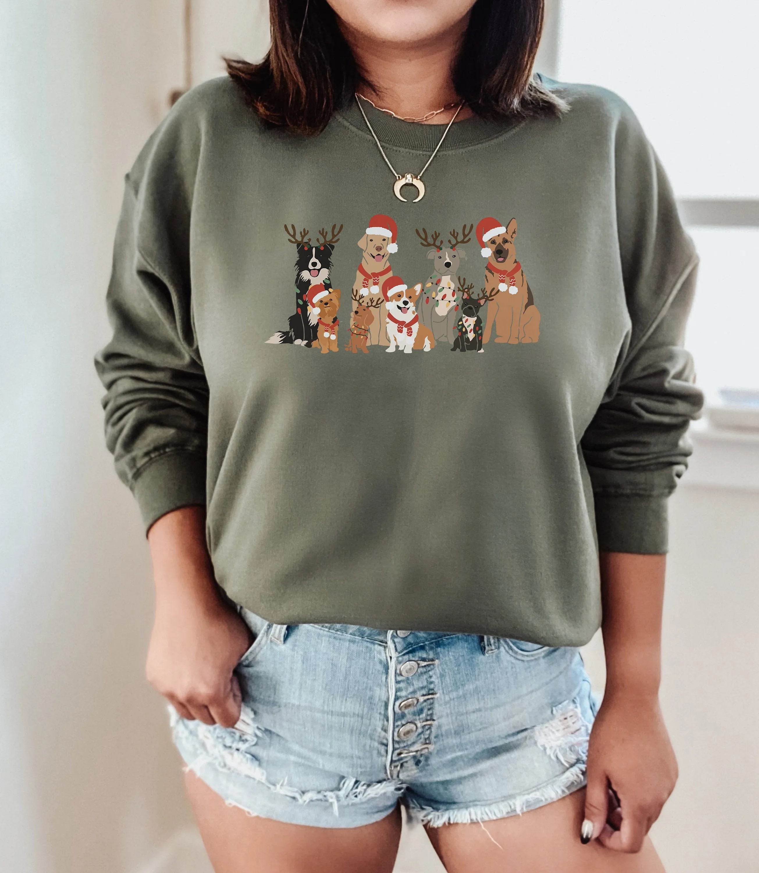 Christmas Dog Womens Sweatshirt