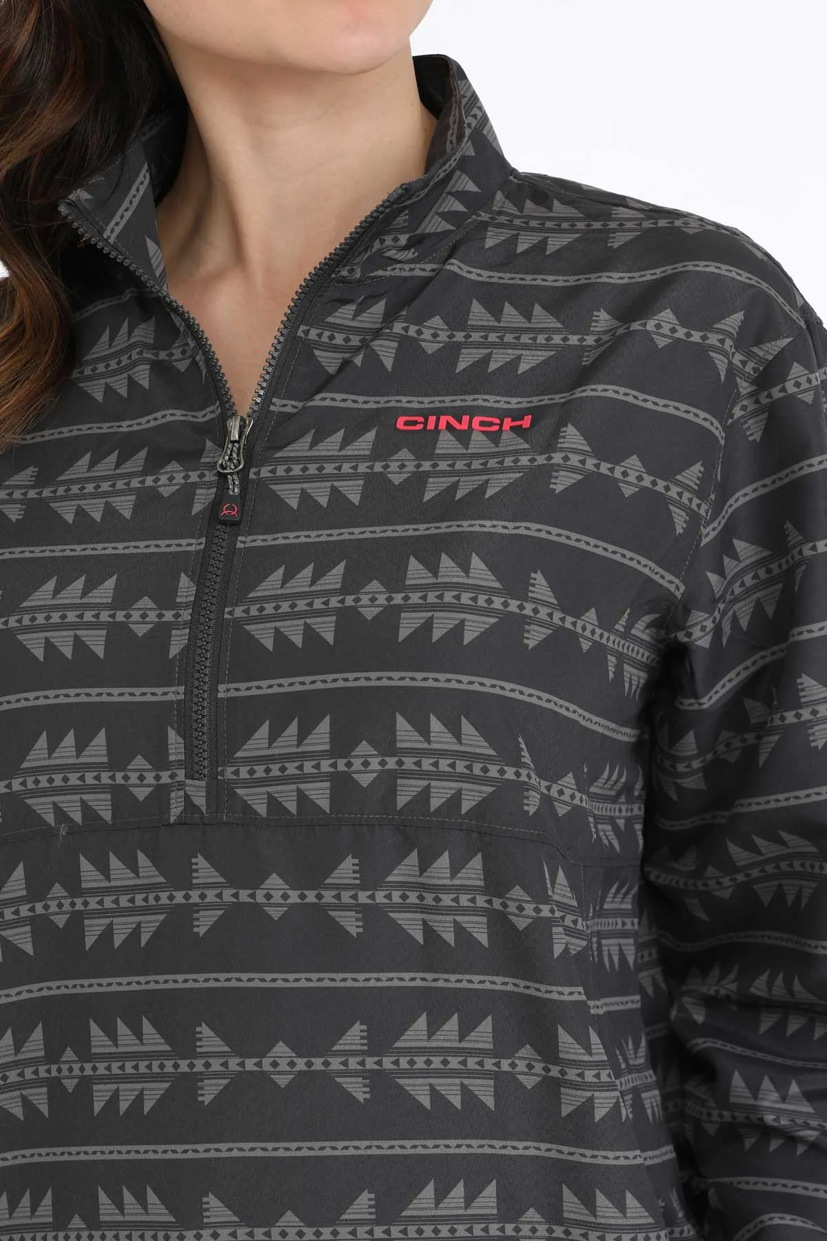 Cinch Women's Charcoal Southwest Print 1/2 Zip Windbreaker