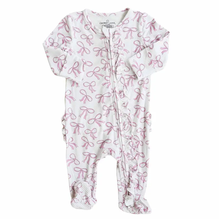 CL Ruffle Zipper Footie | Blushing Bows