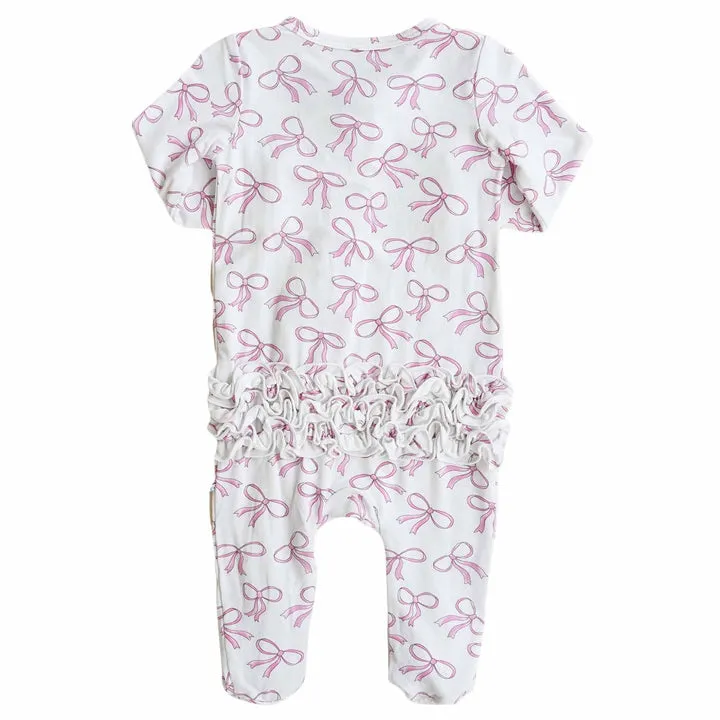 CL Ruffle Zipper Footie | Blushing Bows