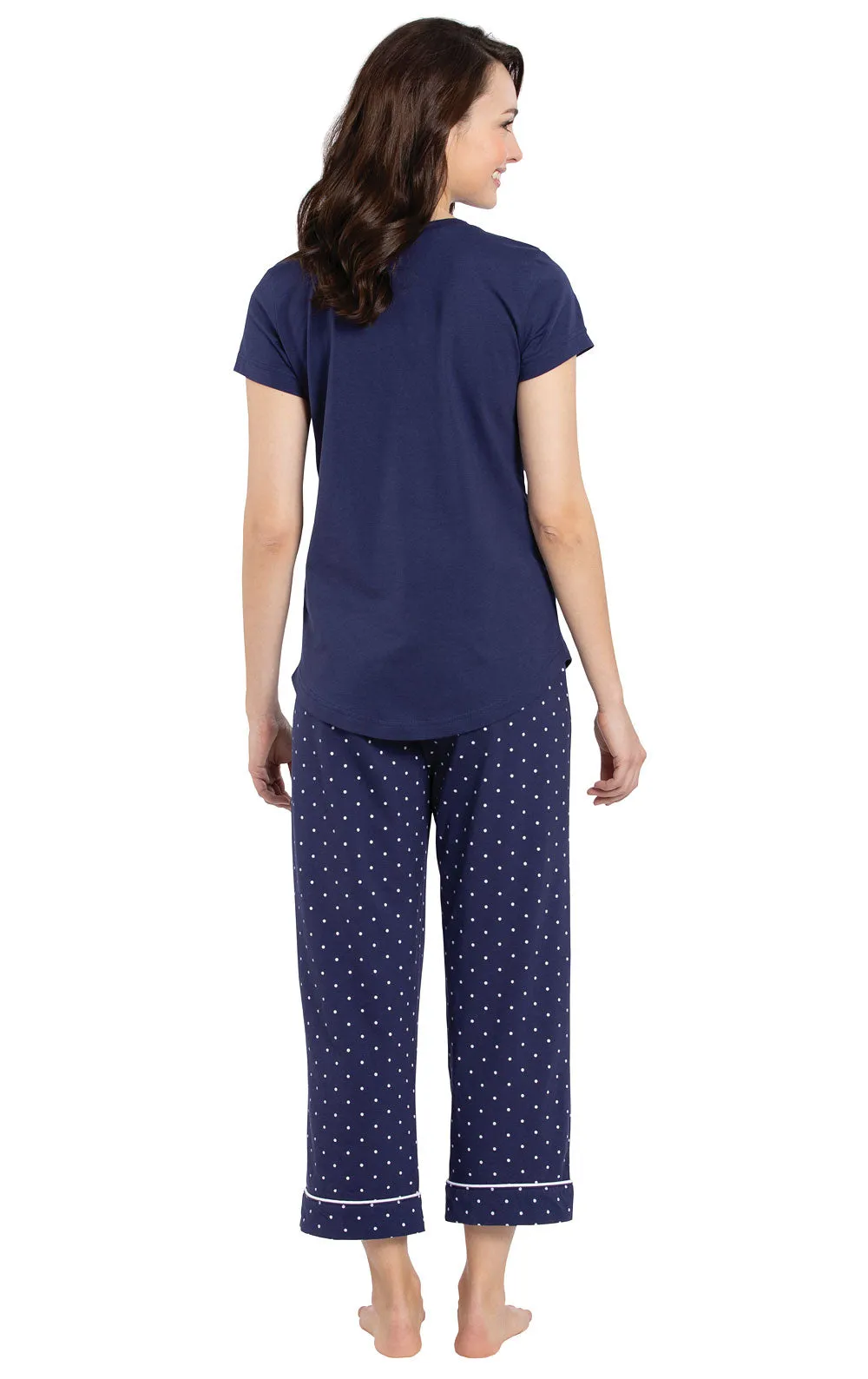 Classic Polka-Dot Pocket Tee Capri Pajamas