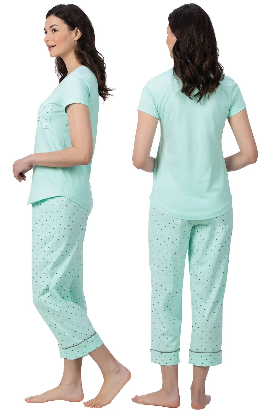 Classic Polka-Dot Pocket Tee Capri Pajamas
