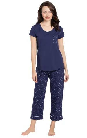 Classic Polka-Dot Pocket Tee Capri Pajamas